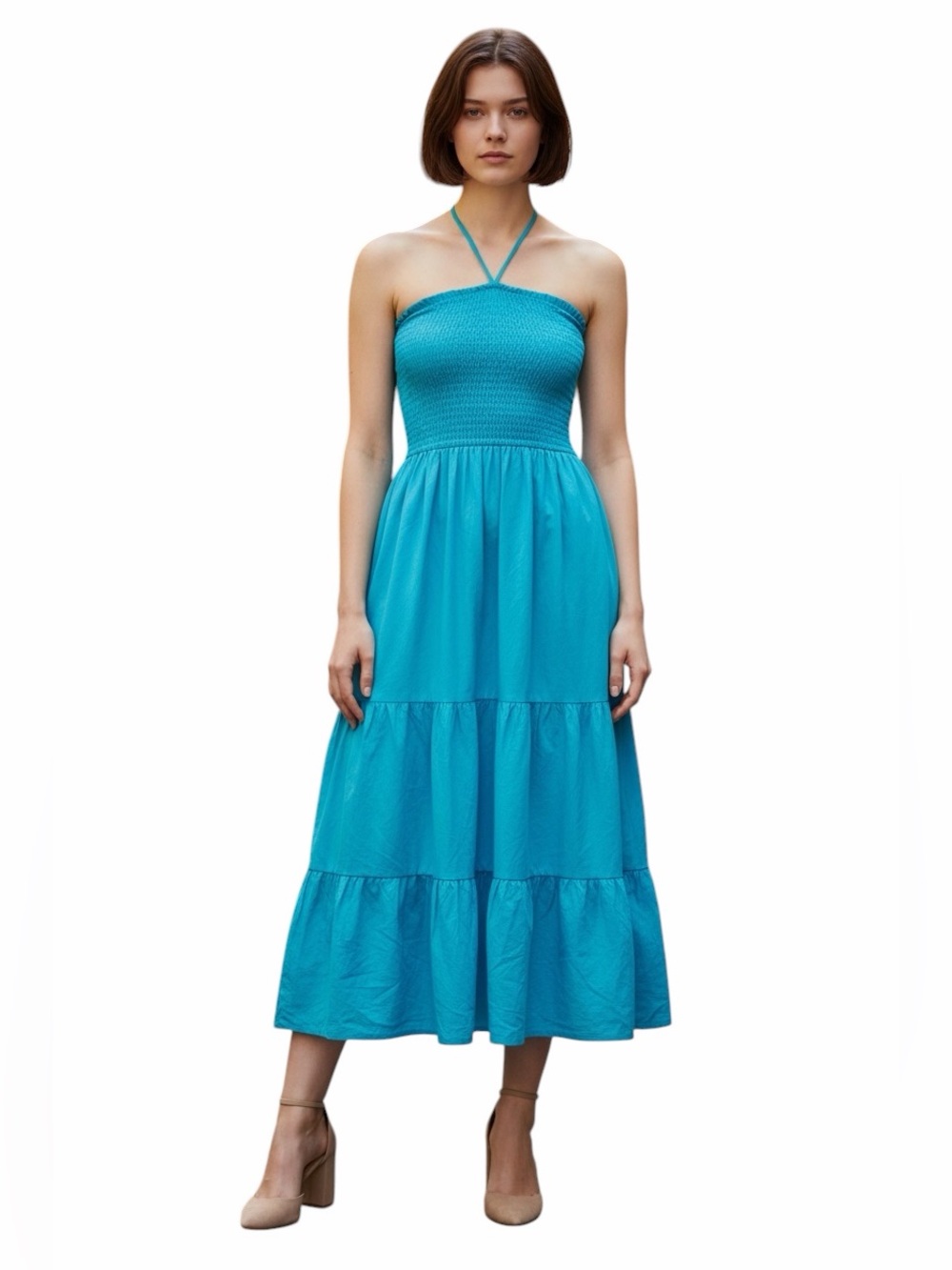 Anthropologie MAEVE SILK DELEKA Turquoise Maxi Dress. Size Medium.